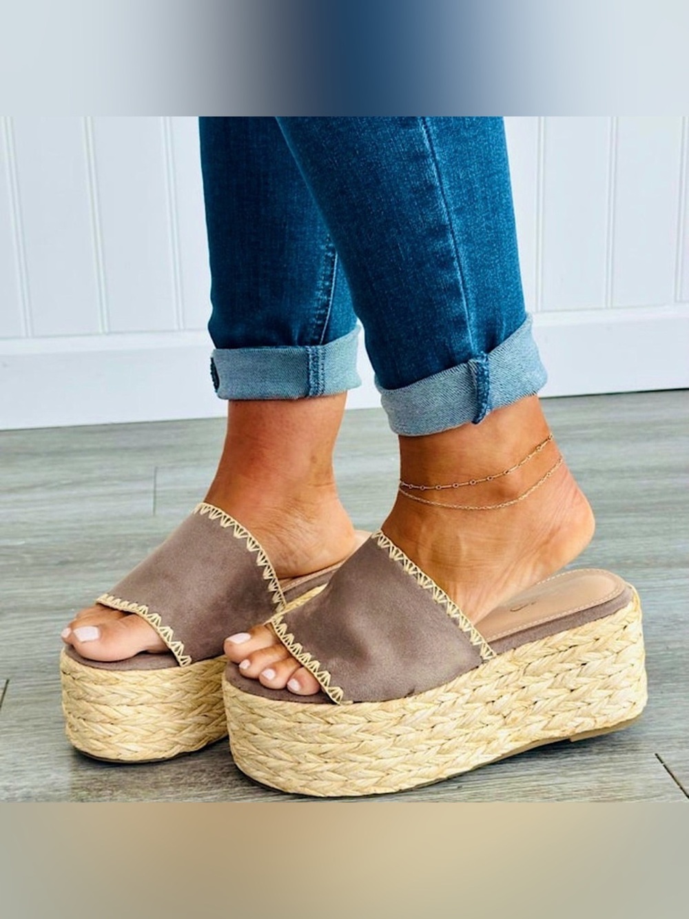 🆕🩶MATA: GRAY Espadrille Platform Sandals SIZE 9